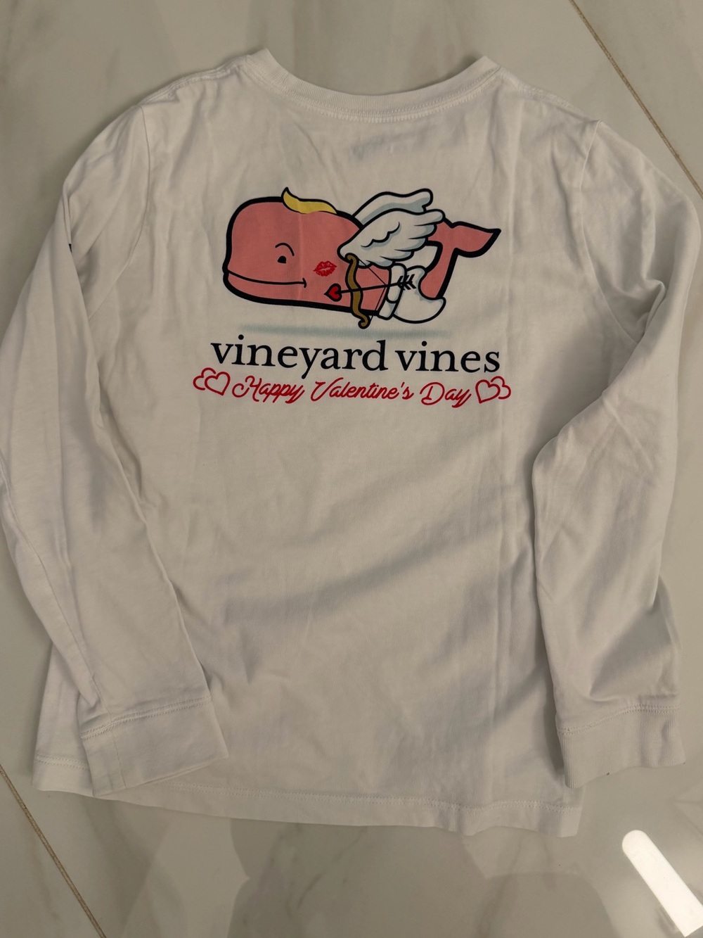 Vineyard Vines White Long-Sleeve Valentine Whale Tee